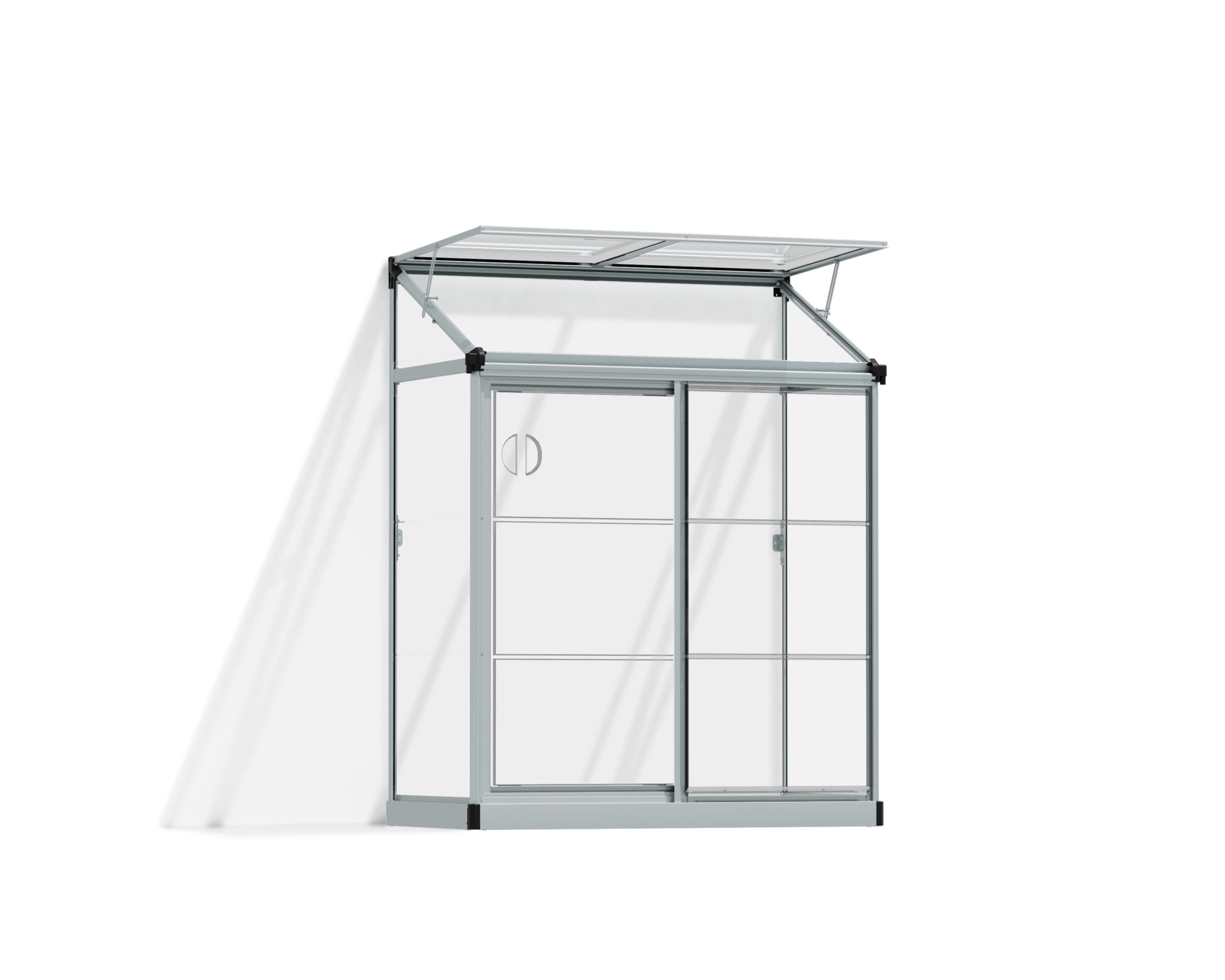 Palram Greenhouses Lean To GrowHouse 4x2 Silver Clear Cutout 2